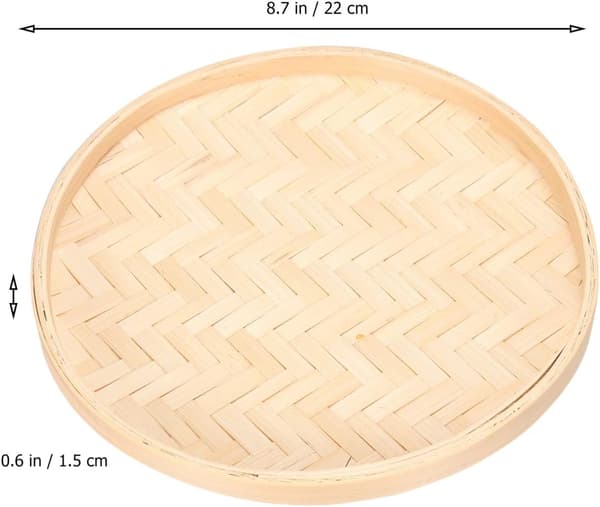 1 kpl 22 cm bambuinen pyöreä pölyluuta käsin kudottu bambusiivilä