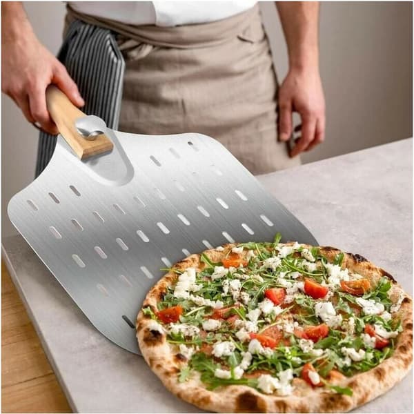 （60,5x30,3x1,6cm）Perforert pizzaskall, pizzaskall i rustfritt stål