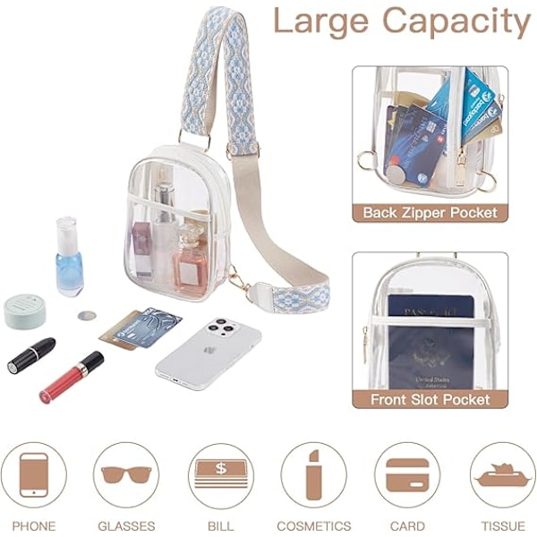 Klar Väska för Stadionhändelser, Klara Handväskor för Kvinnor Stadion Crossbody Väska Transparent Midjeväska för Konserter