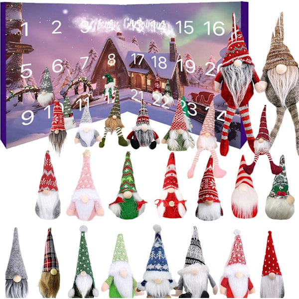 Jultomte Adventskalender 2024, Julkalender med Samlartomtar & Gadgets, 24 Dagar Tomtar Jul