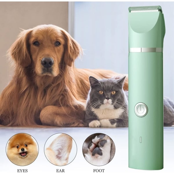 Cat Hair Clipper, 4 in 1 Rechargeable, (Green) Quiet Electric