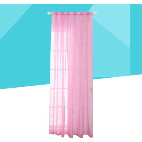 1 stk - 100 * 200 cm (Pink) Voile Vinduegardin Romantisk Sølvstjerne