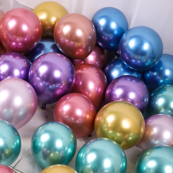 Paket med 50 flerfärgade metallballonger 12 tum Premium