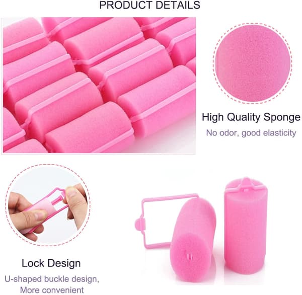 Svampe Hårruller Rosa Hårkrøller Myk Svampe Hårruller DIY Hår