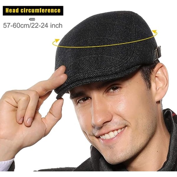 Men's Flat Beret Cap Adjustable Flat Hat Autumn Winter