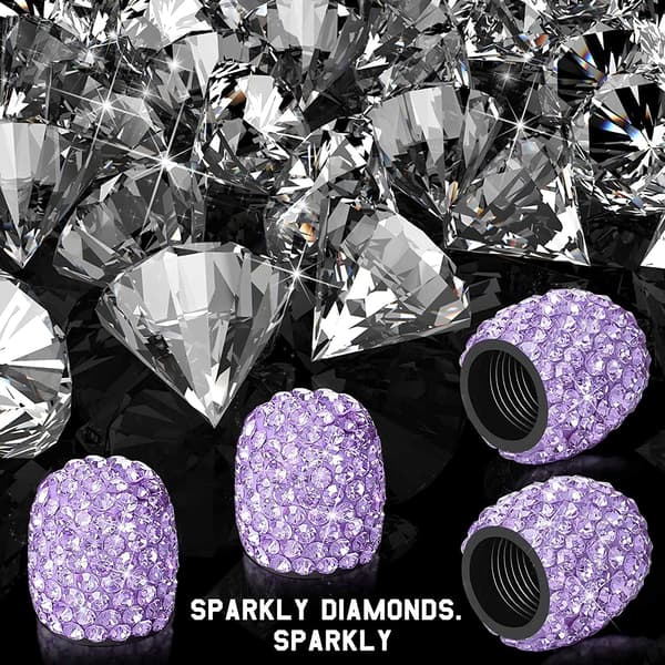 4 stk. Bling Dekkventilhetter Håndlaget Krystall Rhinestone