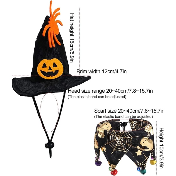 Halloween Husdjursdräkt Kattdräkthalskrage Cape med Hat Wizard