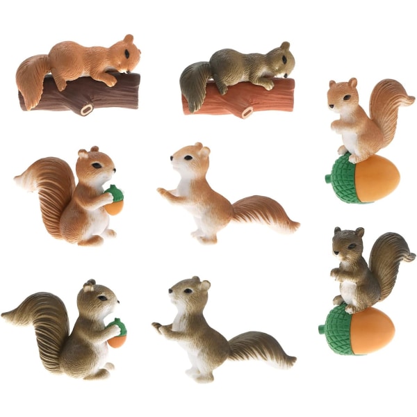 8 stk Miniature Egern Figurer Ornamenter Mini Dyr