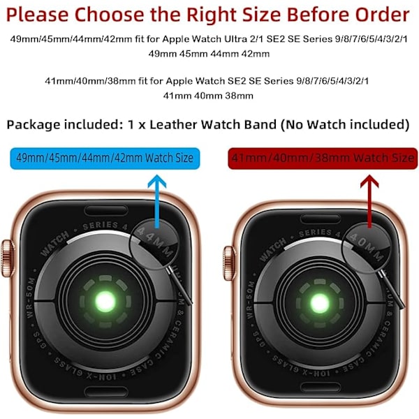 Yhteensopiva Apple Watch -rannekkeen kanssa 41mm 40mm 38mm, aito nahka