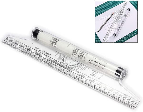 Parallel Drafting Ruler Rolling Ruler med Protractor Plastlinjal Drafting Tool for Engineer