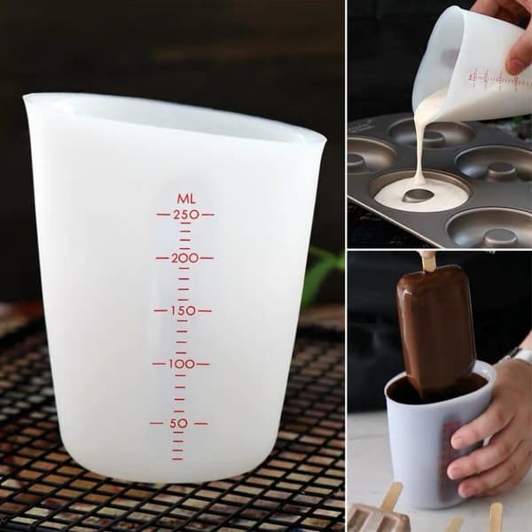2 stk. Silikon Målekopper med Graduering, 250ml/500ml