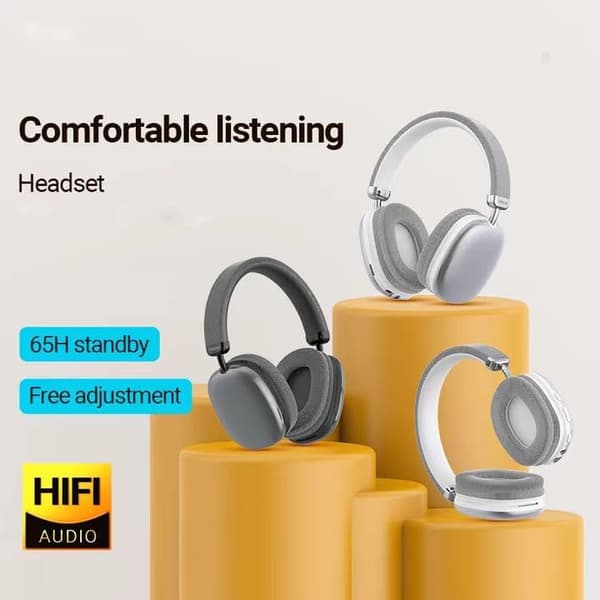 Trådlöst Bluetooth-headset, Bluetooth-hörlurar, justerbart trådlöst headset för telefon/dator/surfplatta, silver