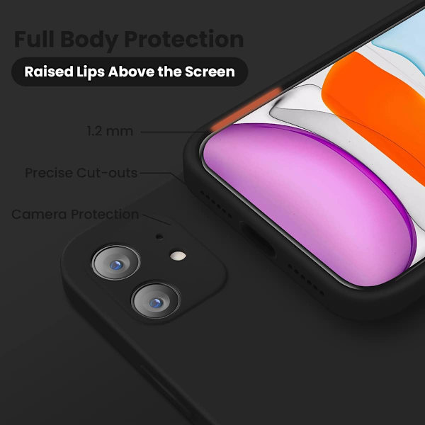 Designat för iPhone 11 Skal, Silikon [Kvadratiska Kanter] & [Kameraskydd] Uppgraderat Telefonskal med Mjuk Anti-Rep Microfiber Foder