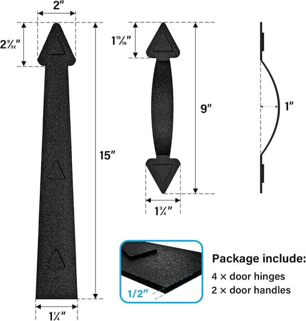 Magnetisk Garageport Dekorativt Hardware Sæt med 6, Sort