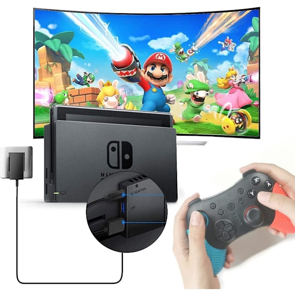 1,8M Oplader til Nintendo Switch, Hurtig Opladning AC Adapter Dobbelt Spænding 45W 15V 2,6 A, Kompatibel med Laptop Mode/
