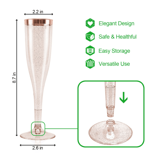 7 plastik champagneglas Bar bryllup brusefest festartikler