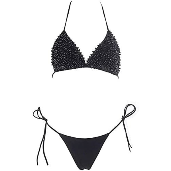 Helmi-bikinit (musta, M rinnanympärys 80 - 88cm) Naisten Bikinit