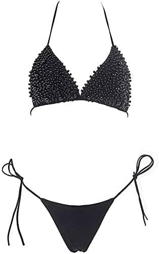 Perle bikini badetøj (sort, M bryst 80 - 88cm) Kvinder Bikini