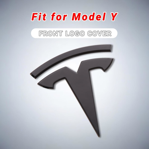 Model Y Tilbehør for Tesla Emblem Klistremerke 2 stk/sett 2024 2023 2022 2021 2020 Logo Dekal (Svart)