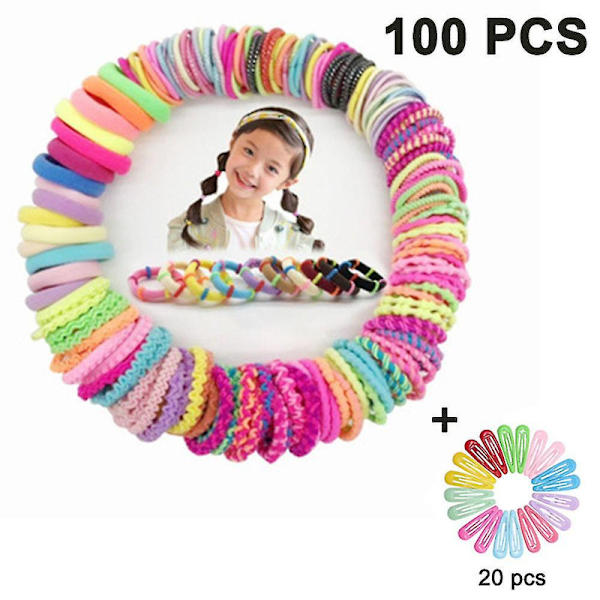 Pakke med 100 10 Styles Scrunchies Multicolour Hår Elastikbånd Hår Reb Lille Hestehale Holder Til Børn, Babyer, Piger & Kvinder（Kombination 2）