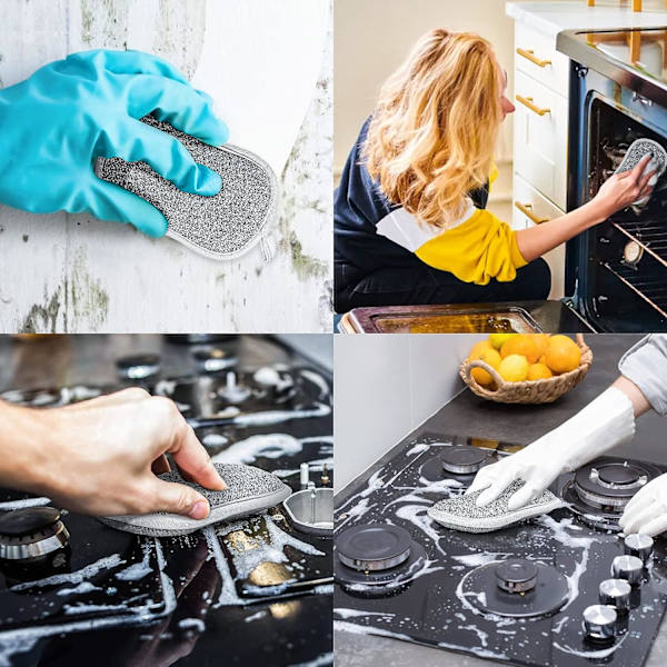 6 Kestävästä Mikrokuidusta Valmistettua Uudelleenkäytettävää Pesusientä Keittiön Astioille