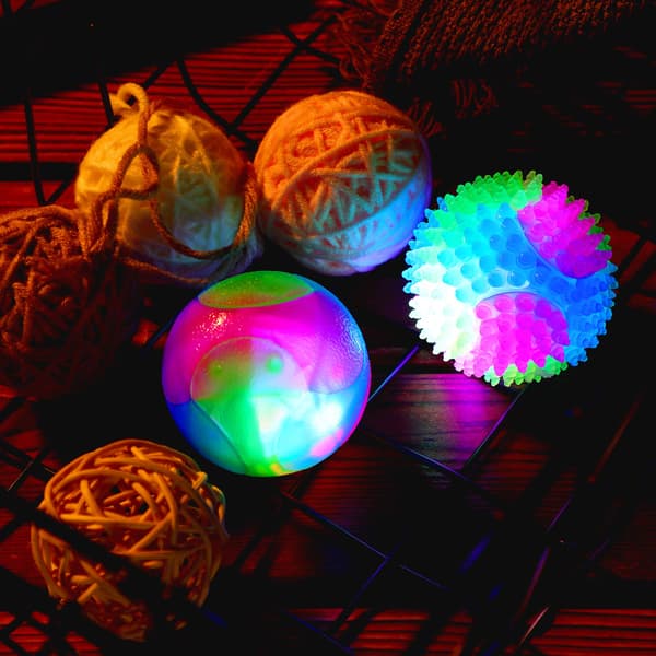 4 stycken lysande hundboll lysande elastisk boll