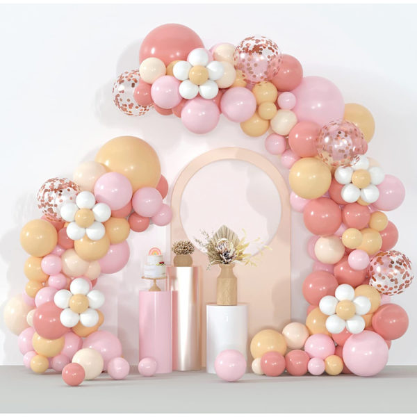 12 stk. Bohemian Daisy Krans Ballonkæde Pink Blush Nud Rose