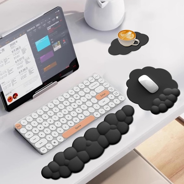 Mus- och tangentbordsunderlägg 3-pack, tangentbordsstödsdyna, ergonomiskt mus- och tangentbordsunderlägg, skum