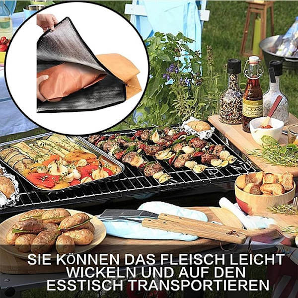 Filttäcke för vilande kött, Isolerat köttvilo-påse, Isolerad påse, BBQ-filt, Återanvändbar rökare grillande kött isolering