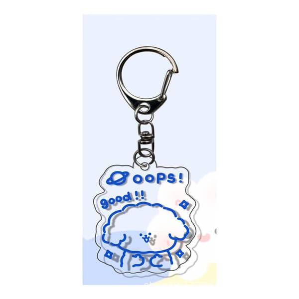 Kaksipuolinen läpinäkyvä koiran avaimenperä