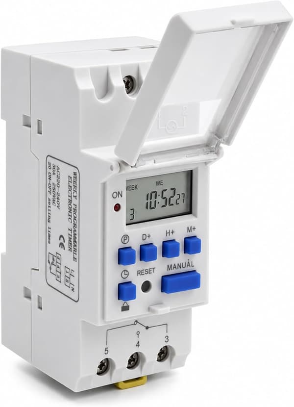 Modulär programmerbar timer för DIN-skena med digital LCD, 220V 30A, för elcentraler, varmvattenberedare och automatisk temperaturstyrning