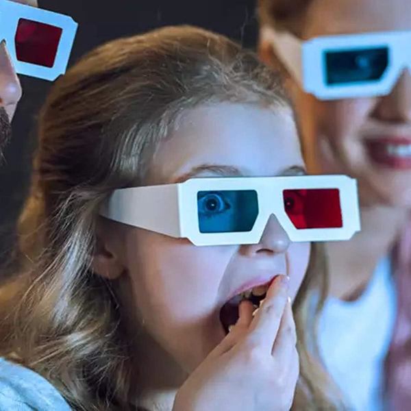 20 par røde og blå papir 3D-briller for filmdekorasjon