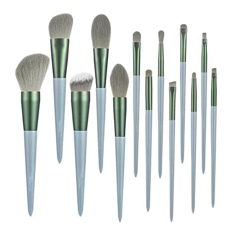 13-delad makeupborste set, foundation borste, ögonskuggsborste, makeupborste set, grön