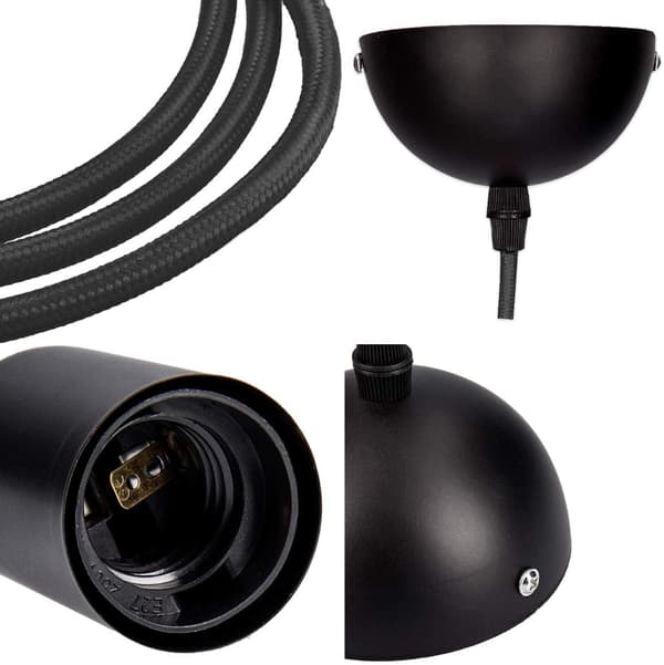 2x el-kabel för lampa - Kabel med E27 sockel fäst ring