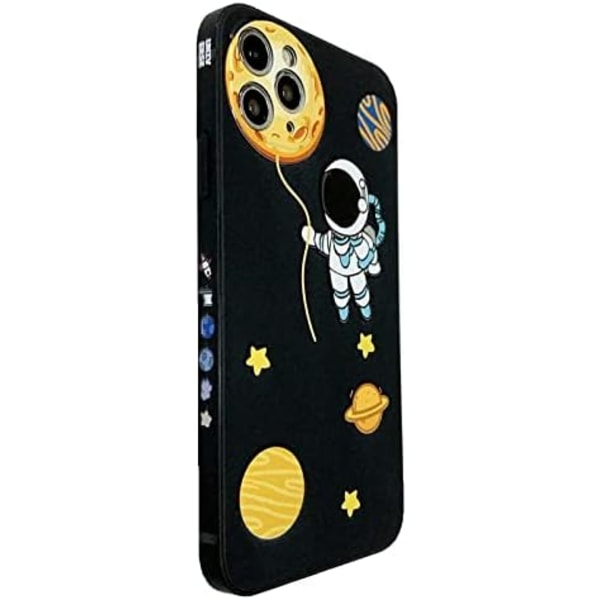 Kompatibel med iPhone 15 Pro Max Söt Skal, Cartoon Astronaut Rymd Planet Design Snygg Bumper Cover Mjuk TPU Ru