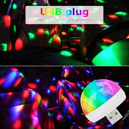 USB MINI Diskotek Lampe, bærbar mini-blitz, flerfarget LED bil