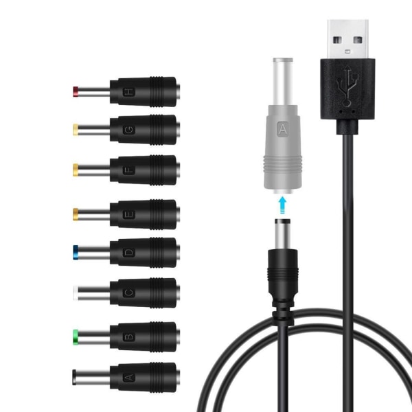 DC 5V Virtakaapeli, Universaali USB-DC Virtakaapeli 9 Liittimellä