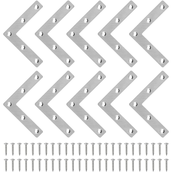 10 kpl (80*80mm) Raskaita L-muotoisia levykiinnikkeitä Tasainen Kulma