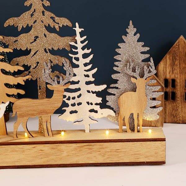 1 udskåret træjulebelysning DIY dekoration hjemmeskrivebord