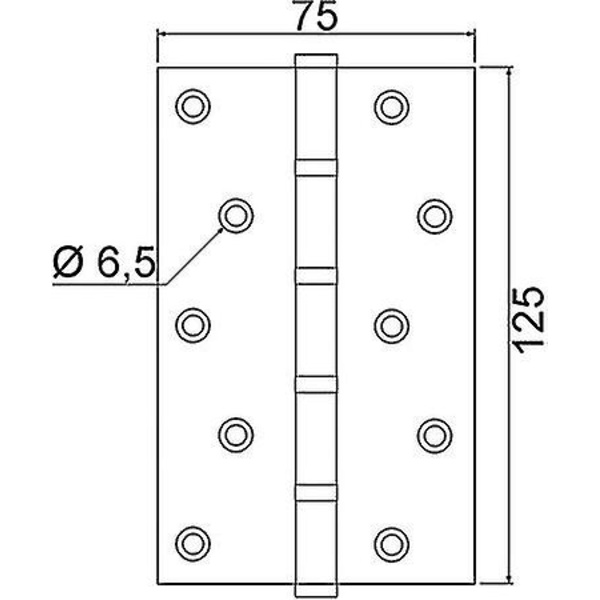 2 kpl raskaita ruuvi-in saranoita, materiaalin paksuus 2,5 mm / 125 x 75 mm
