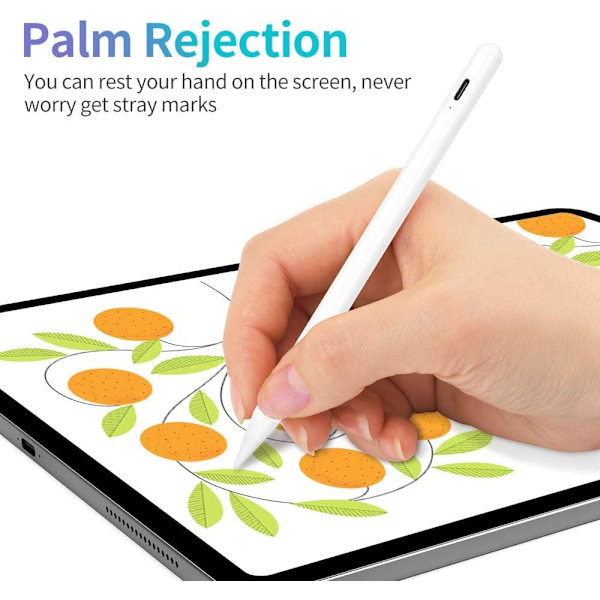 Styluspenna för iPad med Palm Rejection, JAMJAKE 2X Snabbladdande Penna Kompatibel med 2018-2024 iPad 10/9/8/7/6,