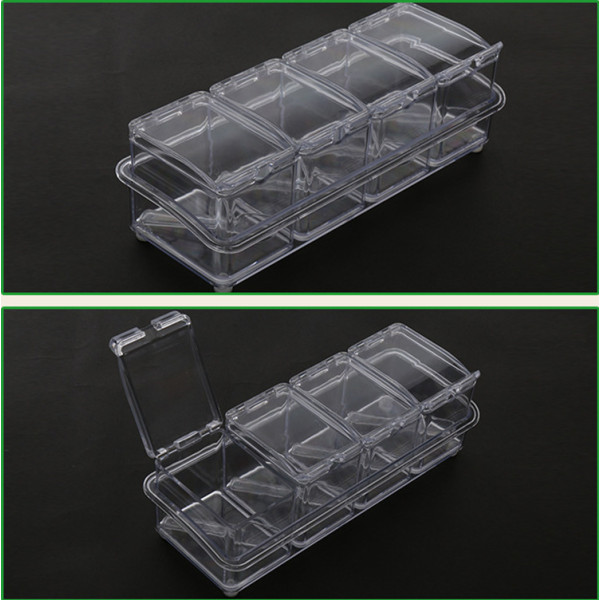 Krydderbokssett, 4 stykker salt krydderglass, krydderglass