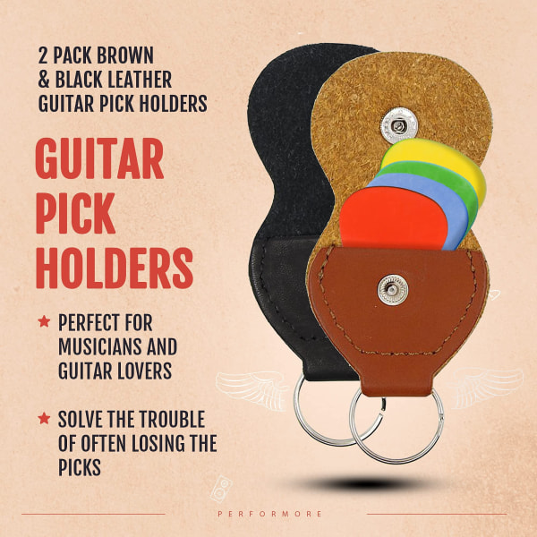 2 flerfärgade gitarrhakar i läder