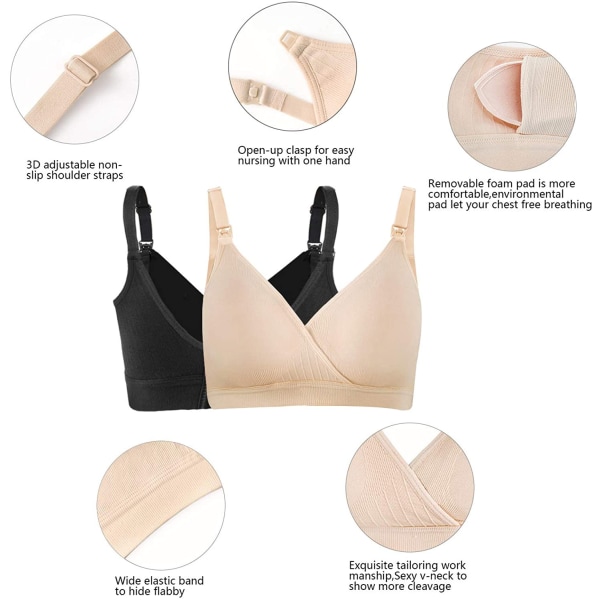 （L）2pcs Wireless Maternity Bra V Neck Maternity Bra With Extra