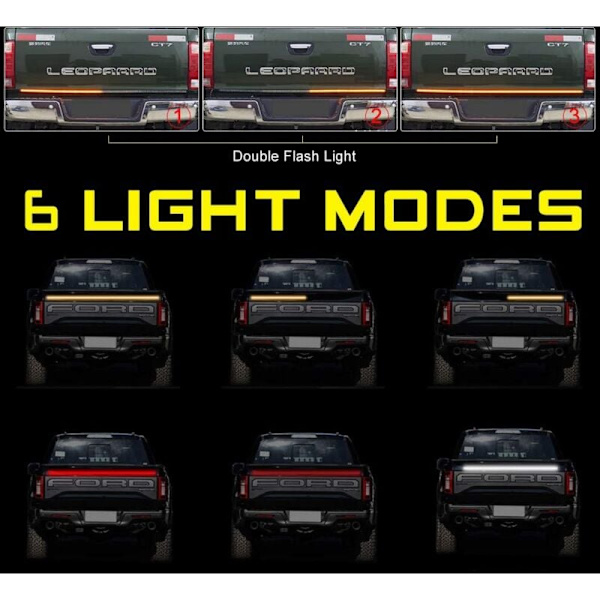 120cm Triple Row LED Baglygtebjælke 432LED Hvid/Rød/Rav Vandafvisende LED Lysbjælke til Bil Lastbil SUV Baglygte Blinklys Bremslys Parkeringslys