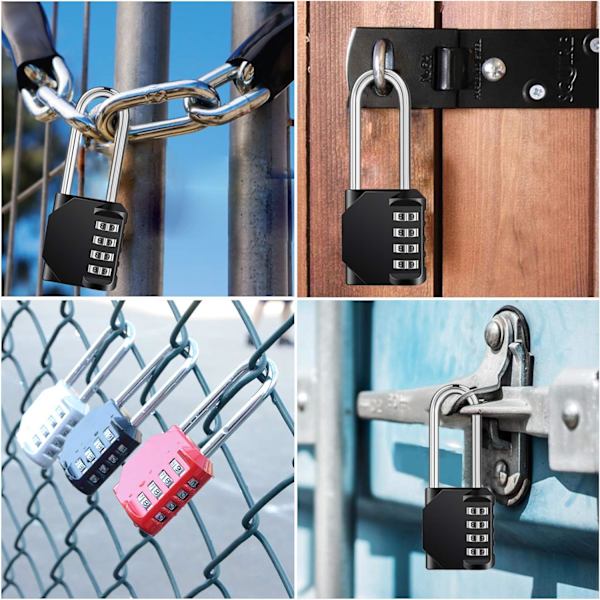 Utendørs lang kode hengelås for port, skur, 4-sifret stor 4-sifret