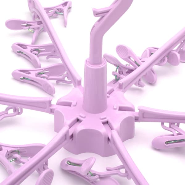 1 pink 24-klips foldbar sokkeholder til tørrestativ