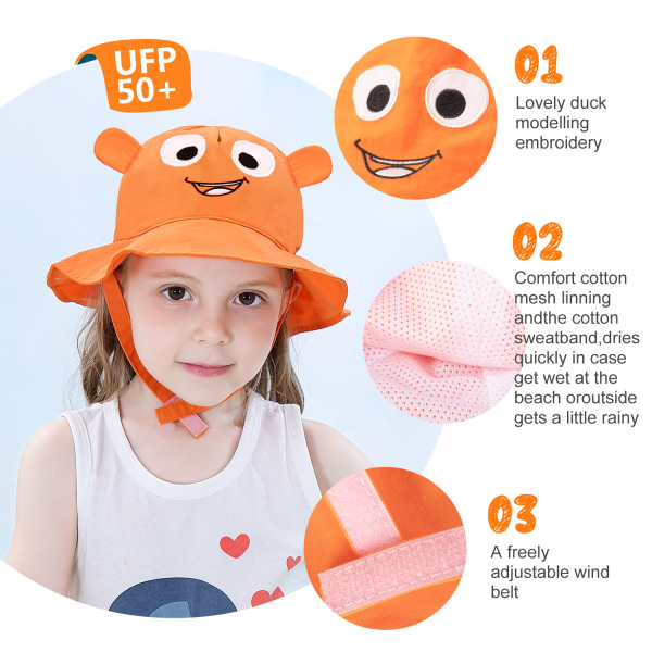 Orange Cartoon - Baby Solhatt Unisex Vikbar Anti - UV Sun