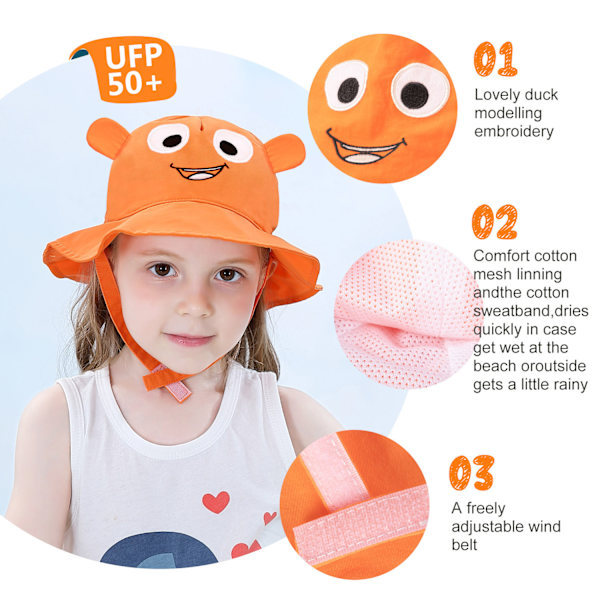 Oranssi Piirretty - Vauvan Auringonhattu Unisex Taitettava UV-Suoja
