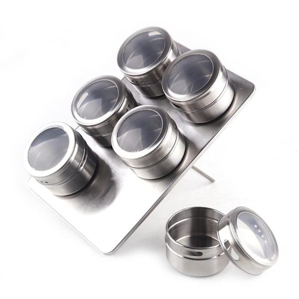 6 stk. 100ml Magnetisk Krydderiboks Rustfrit Stål Krydderiboks Salt